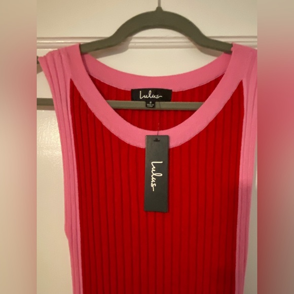 Lulu’s knit midi dress- red & pink- size small - Picture 6 of 8